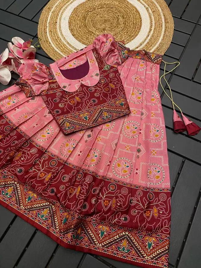 AJD Patola Foil Print Girls Wear Lehenga For Kids Wholesale Price In Surat